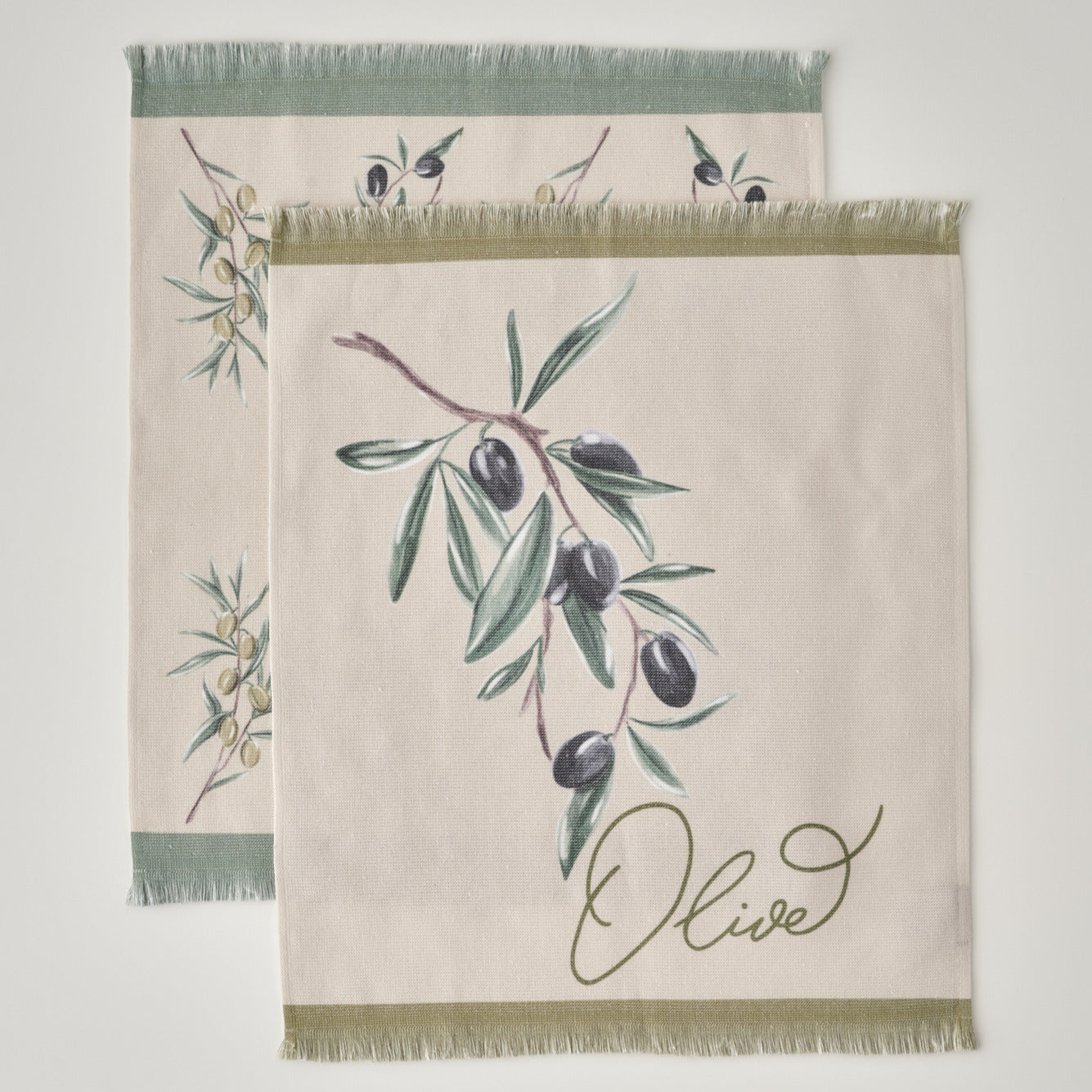 Olive Printed Kitchen Towels (Set of 2)