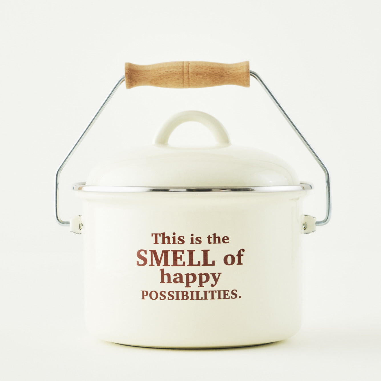 Cozy Printed Enamel Casserole Pot With Wooden Handle