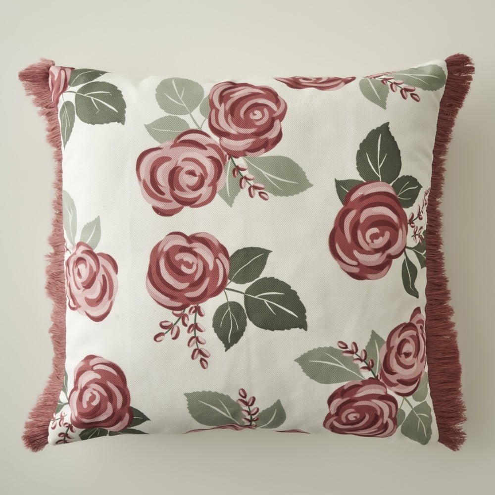 Rose Print Decorative Pillow Cover