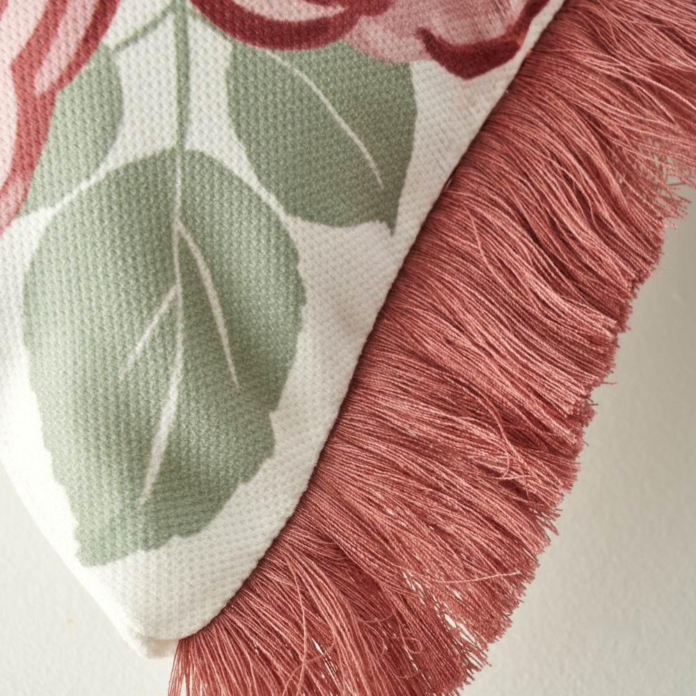Rose Print Decorative Pillow Cover texture detail