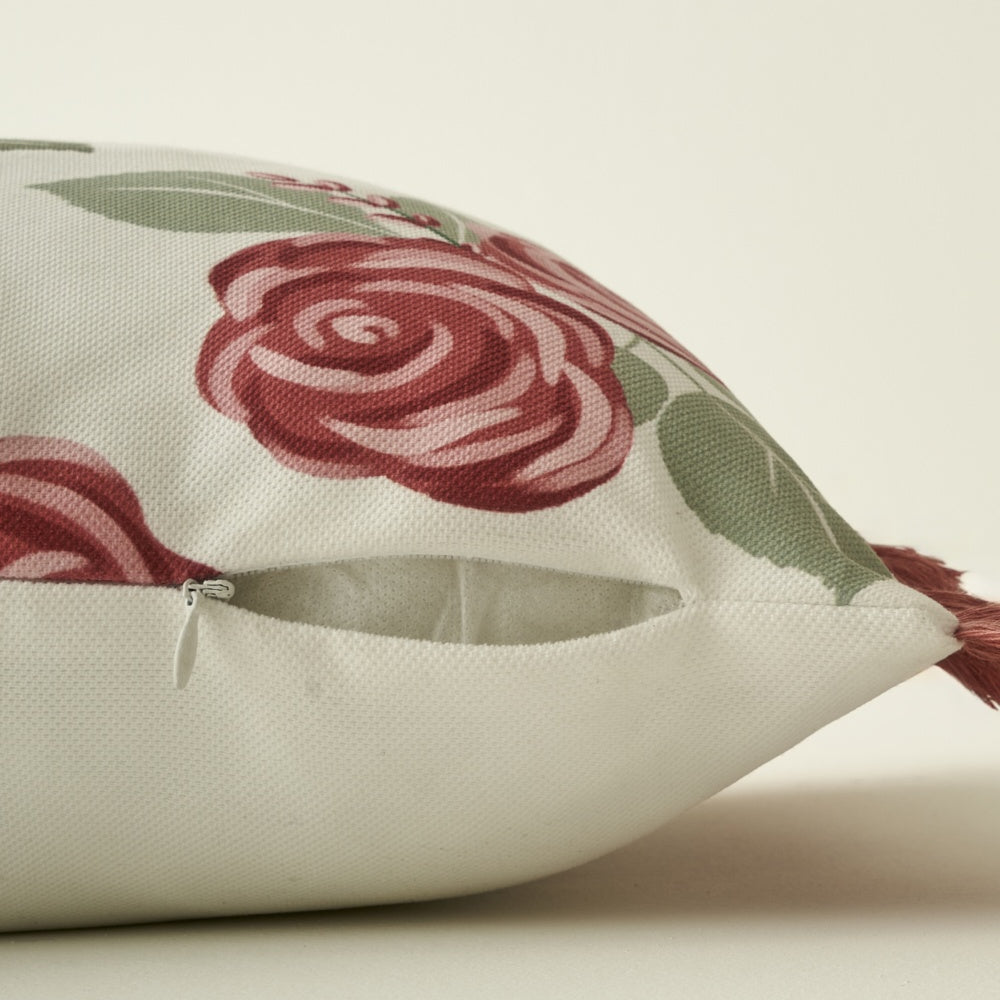 Rose Print Decorative Pillow Cover side view