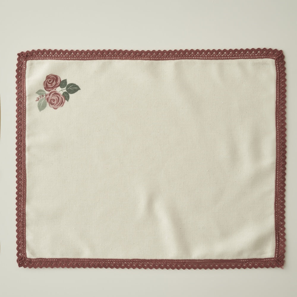 Rose Placemat with Lace Trim detail view