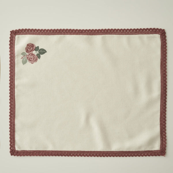 Rose Placemat with Lace Trim