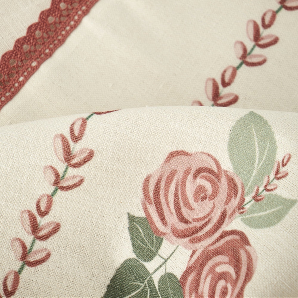 Rose Print Table Runner with Lace additional view