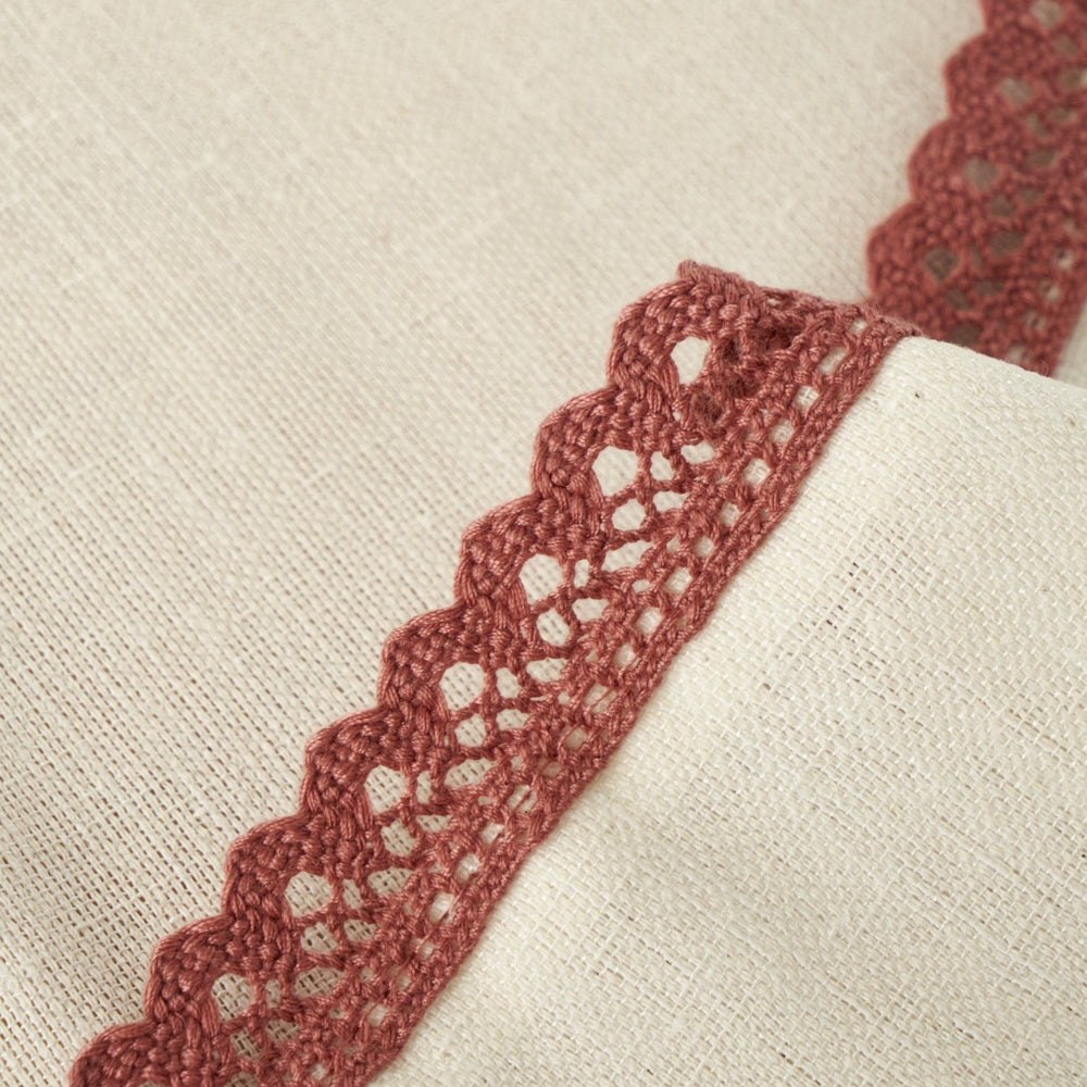 Rose Print Table Runner with Lace texture detail