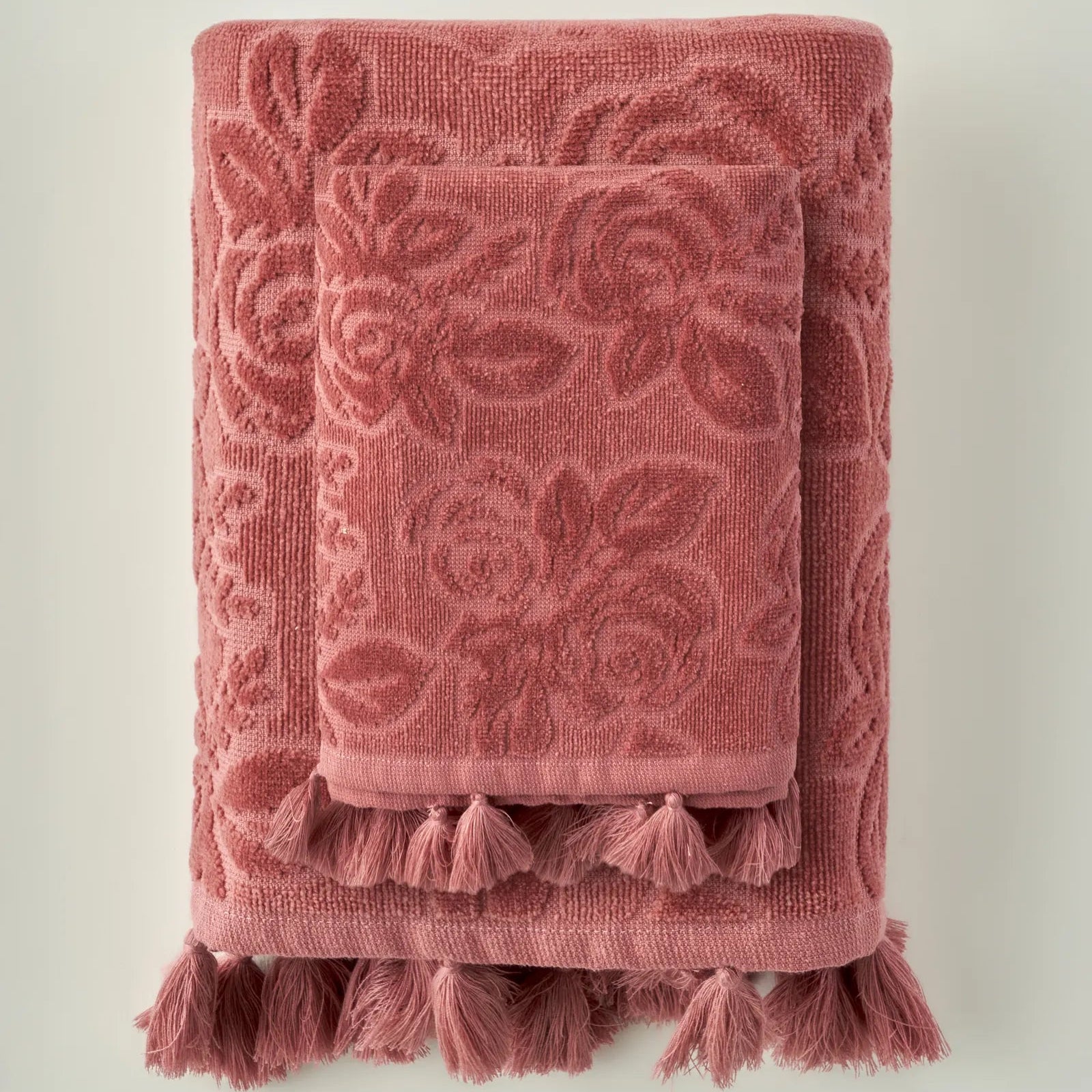 Rose Jacquard Turkish Cotton Hand Towel