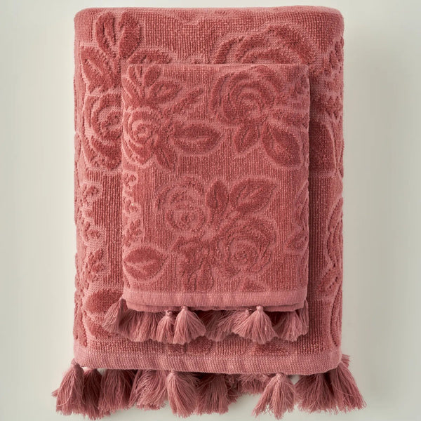 Rose Jacquard Turkish Cotton Hand Towel