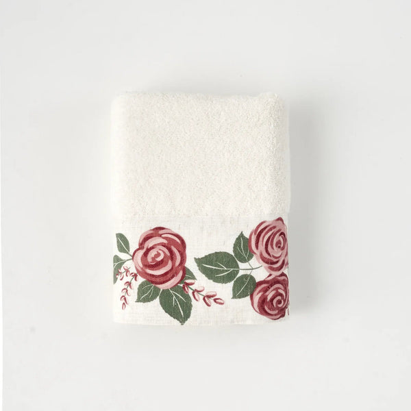 Rose Print Turkish Cotton Hand Towel
