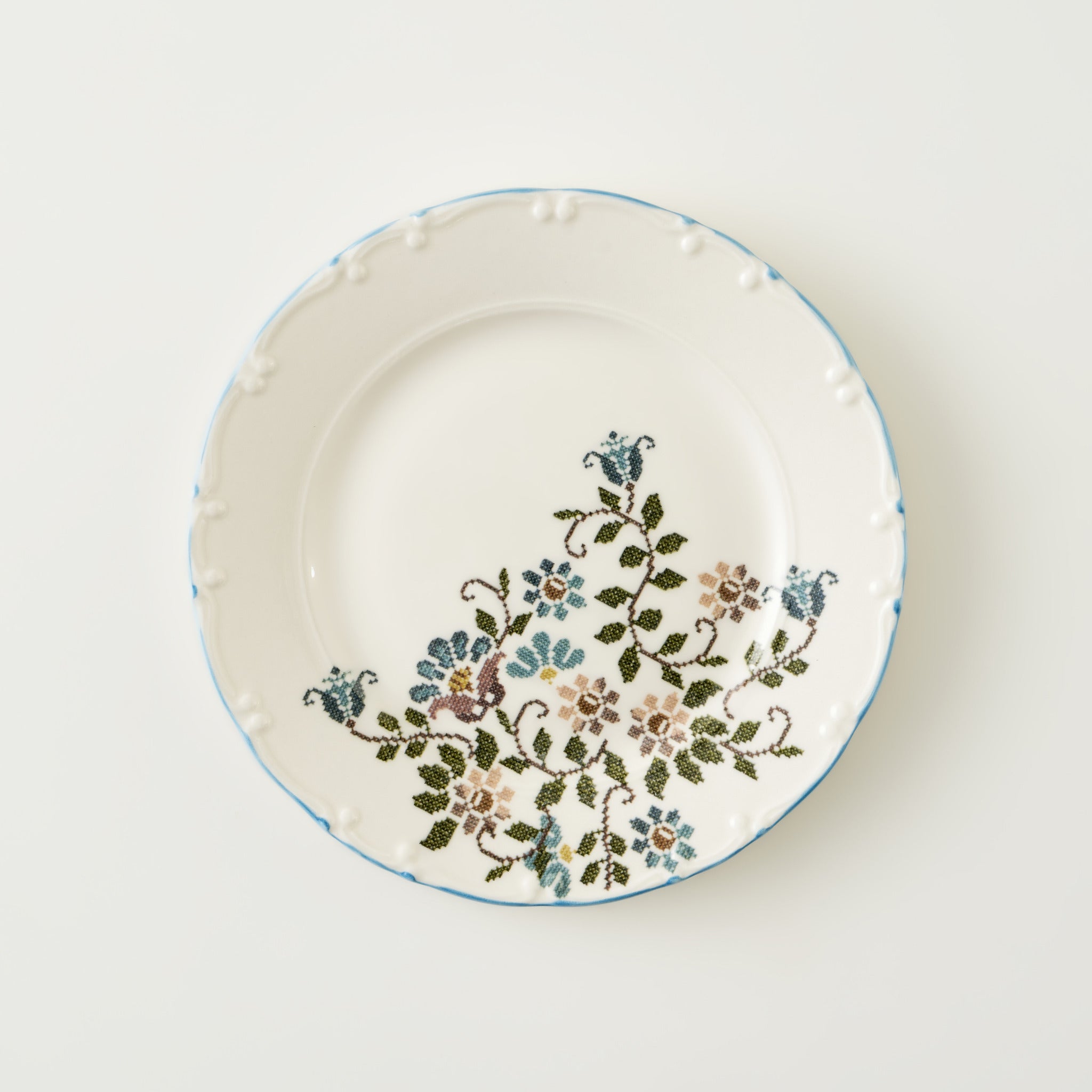 Vintage Porcelain Dinner Plate - Floral Corner
