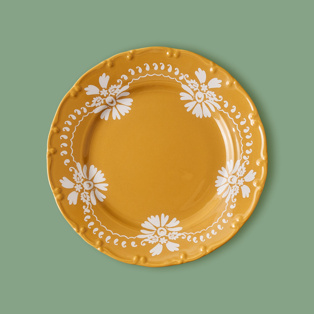 Indian 12 Piece Porcelain Mustard Dinnerware Set