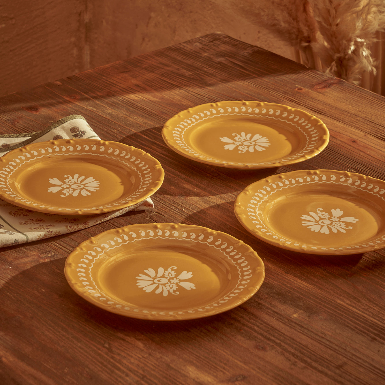 Indian Mustard Porcelain Dessert Plate (Set of 4)