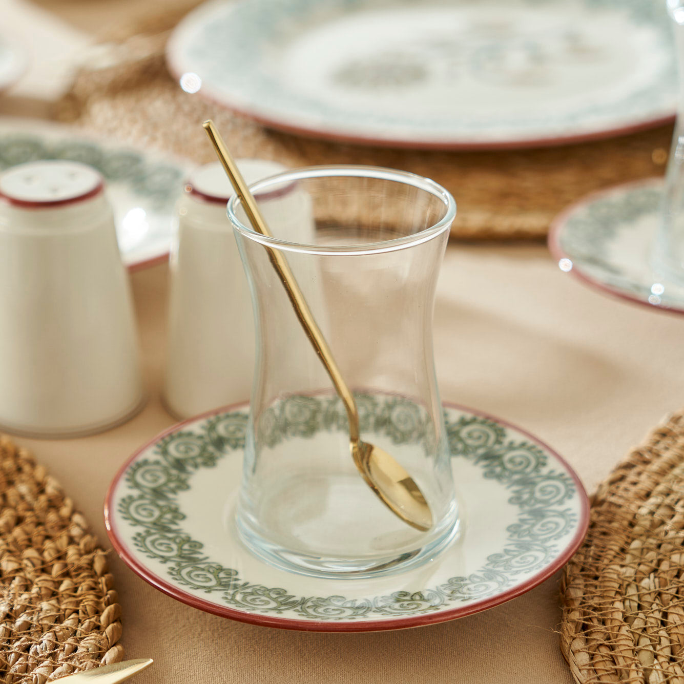 Indian 6 Piece Tea Glass - Saucer Set