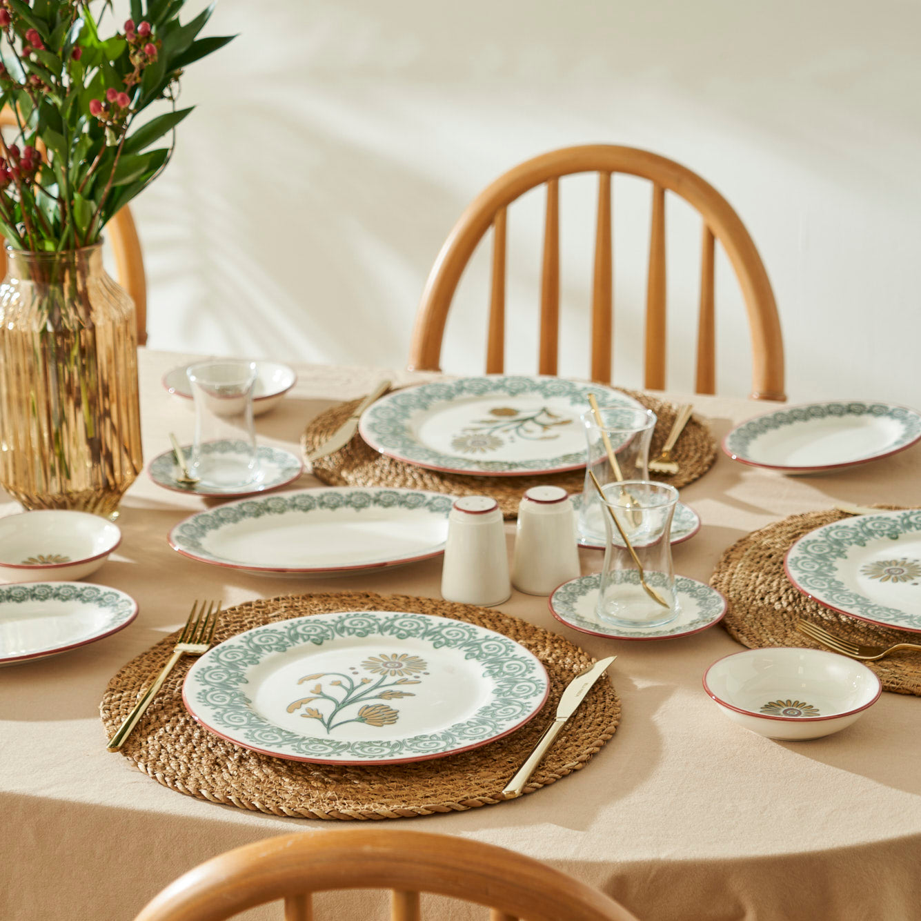 Indian 6 Piece Tea Glass - Saucer Set