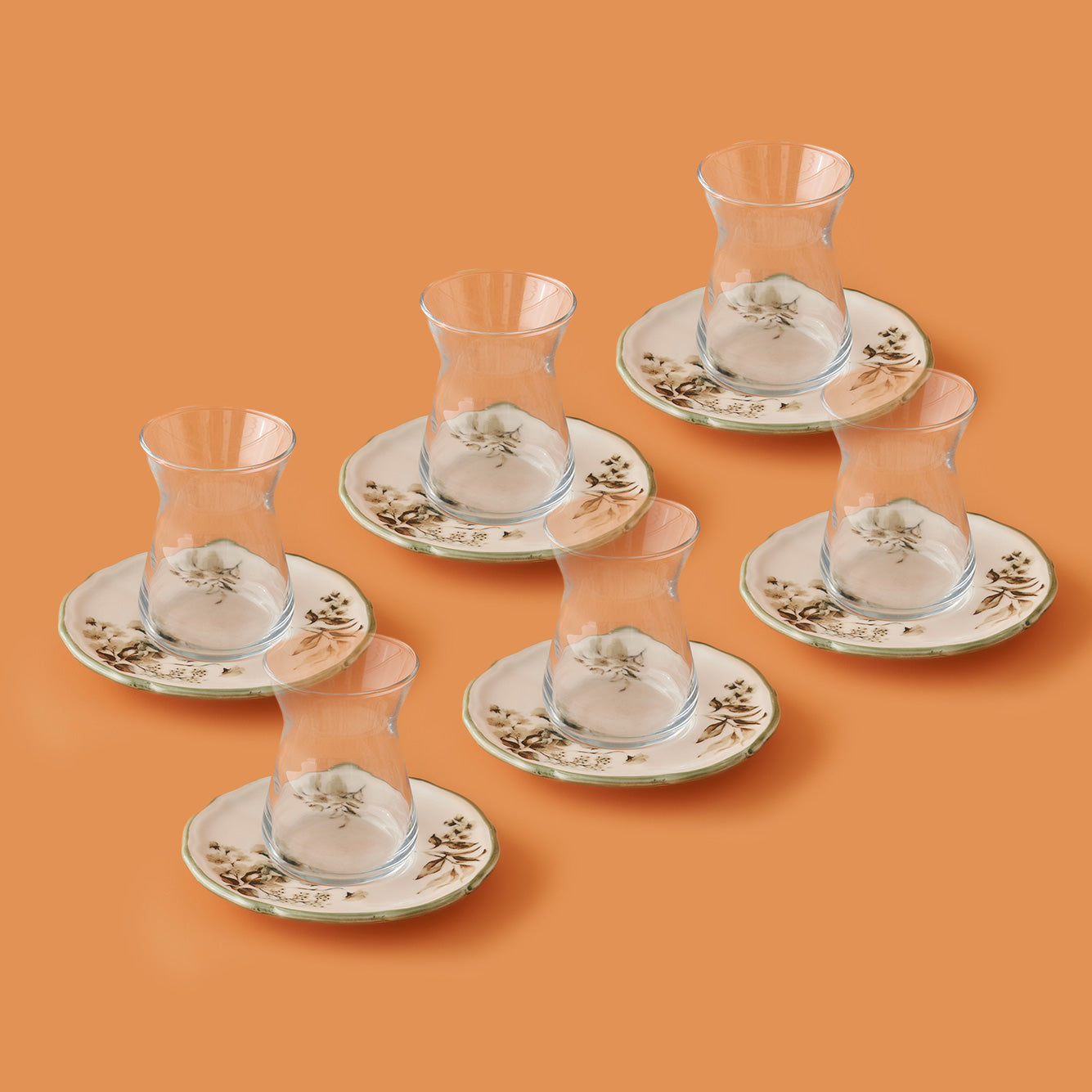 Julia 6 Piece Tea Glass - Saucer Set