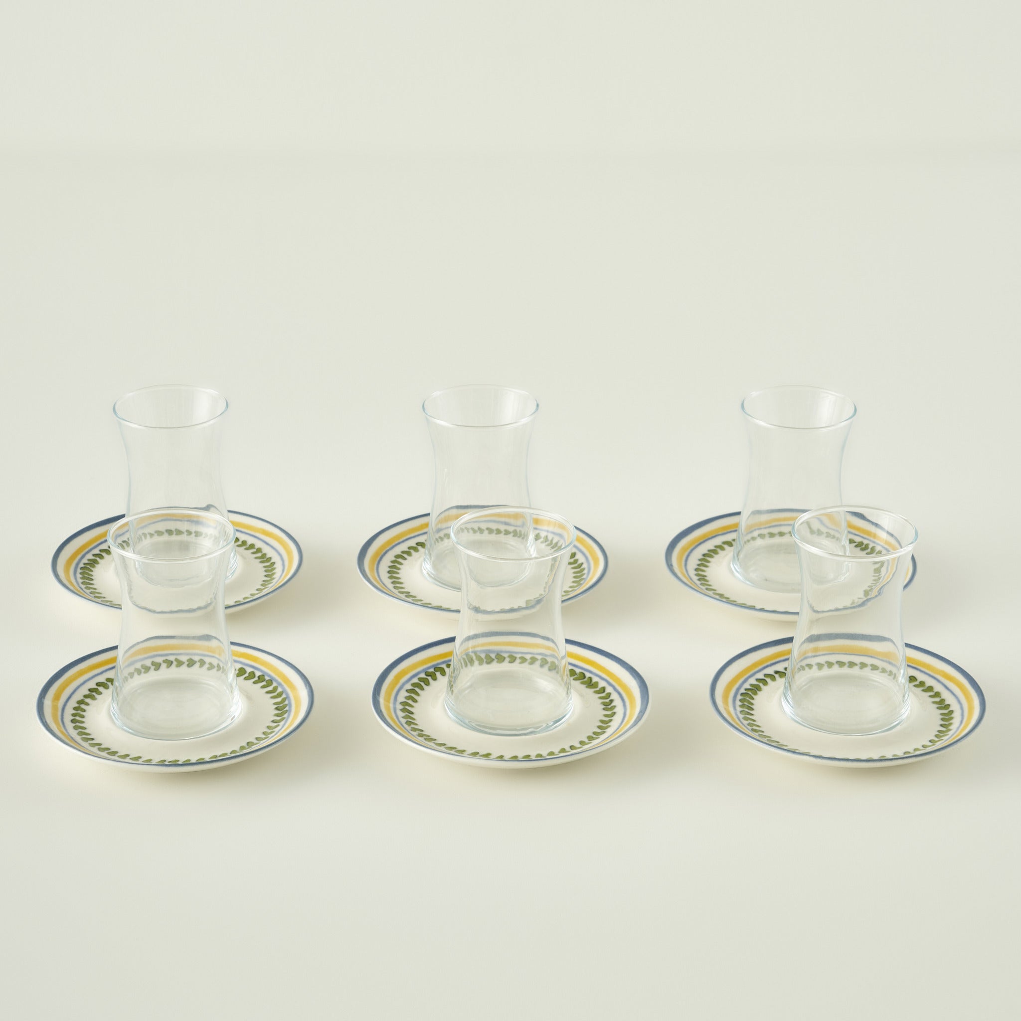 Lemoncello Tea Glass Set with Saucers (6-Piece)