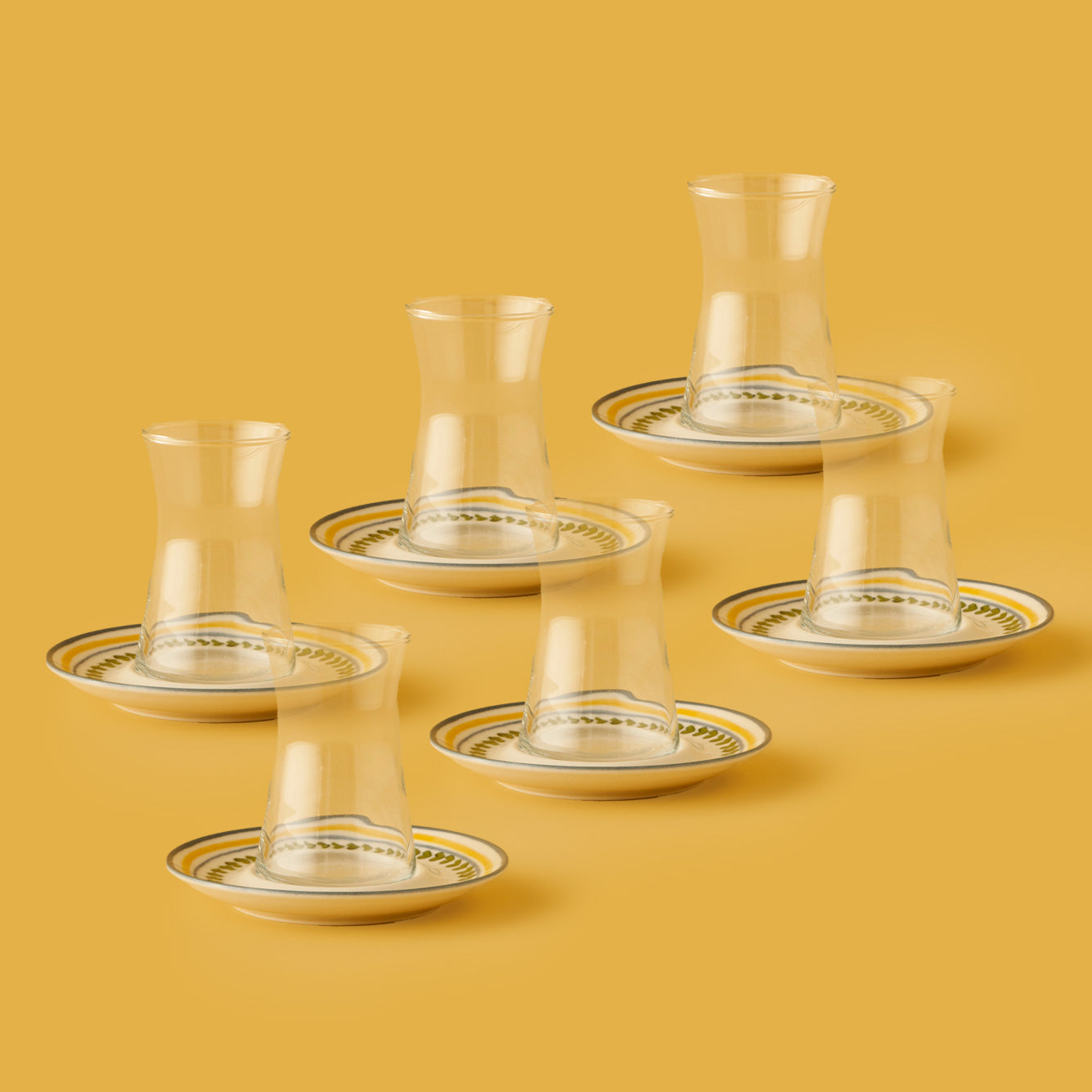 Lemoncello 6 Piece Tea Glass - Saucer Set