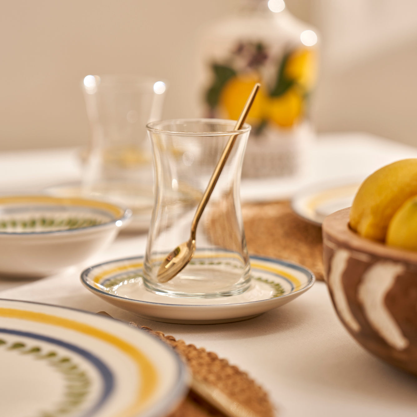 Lemoncello 6 Piece Tea Glass - Saucer Set