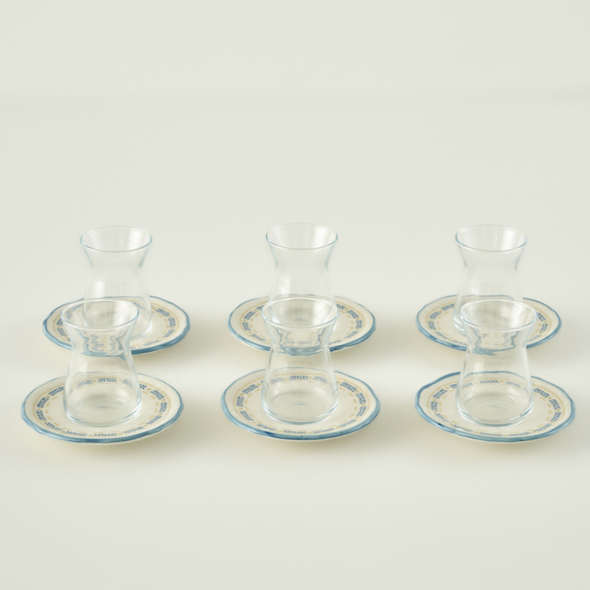 Liana Tea Glass Set with Saucers (6-Piece)