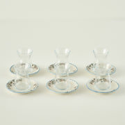 Vintage Tea Glass Set with Saucers (6-Piece)