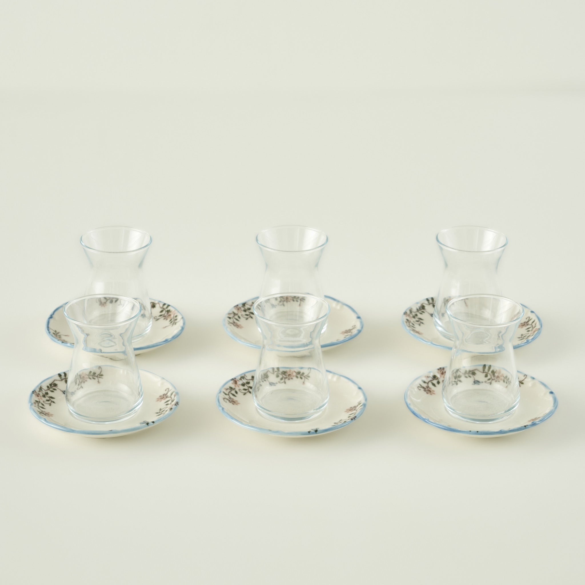 Vintage Tea Glass Set with Saucers (6-Piece)
