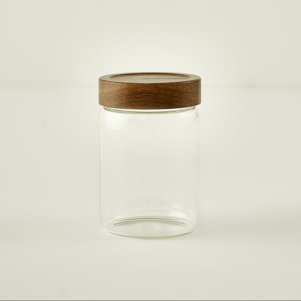 Austin Glass Storage Jar with Wooden Lid detail view