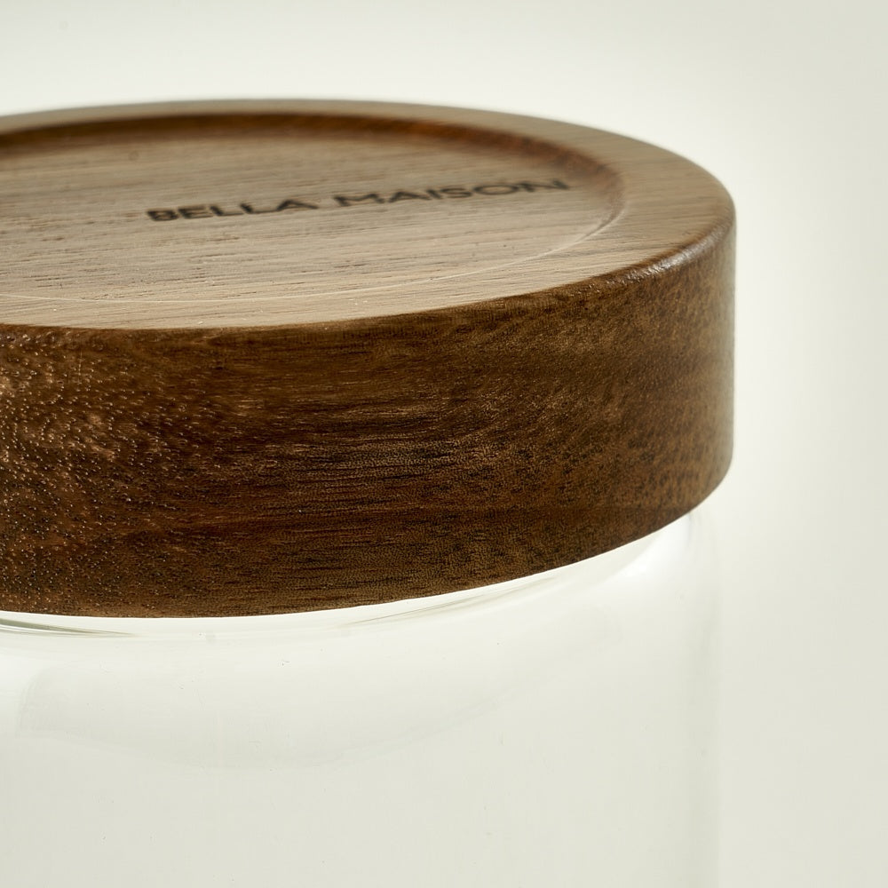 Austin Glass Storage Jar with Wooden Lid side view
