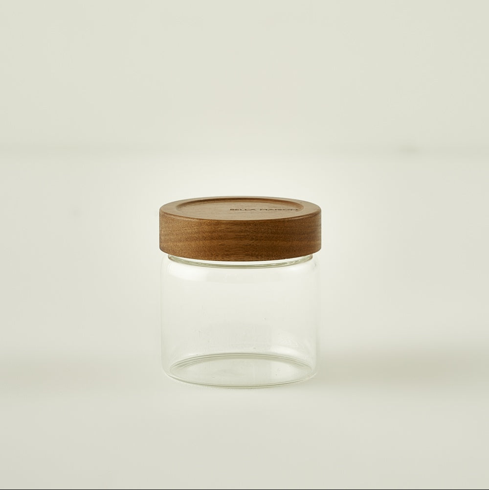 Austin Glass Storage Jar with Wooden Lid side view