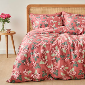 Rose Cotton Sateen Duvet Cover Set