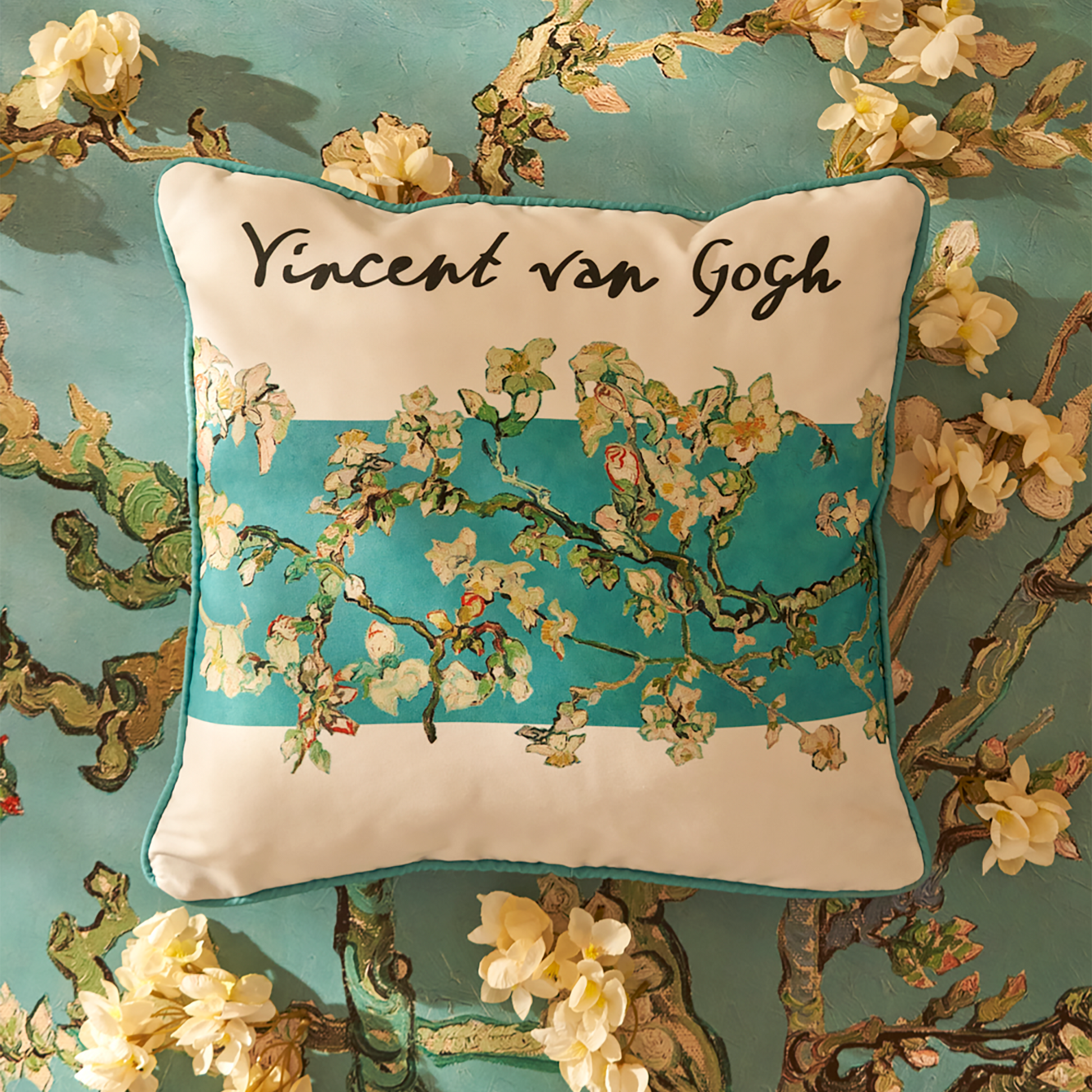 Van Gogh Almond Blossom Printed Decorative Pillowcase detail view