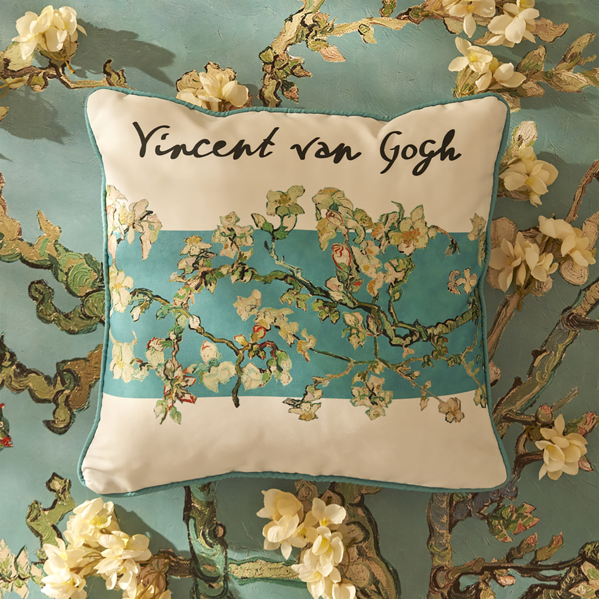Van Gogh Almond Blossom Printed Decorative Pillowcase detail view