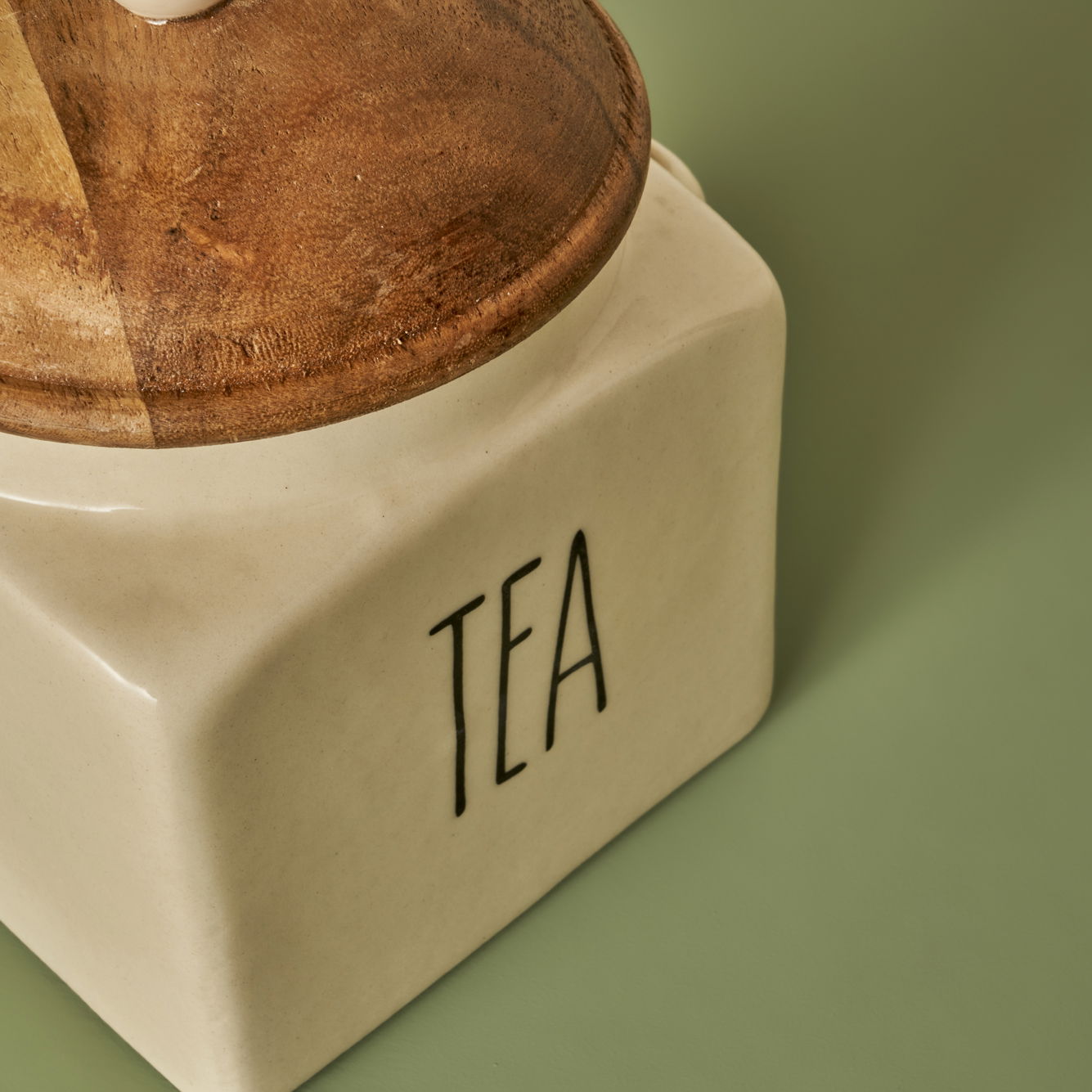 Brev Ceramic Storage Jar with Wooden Lid