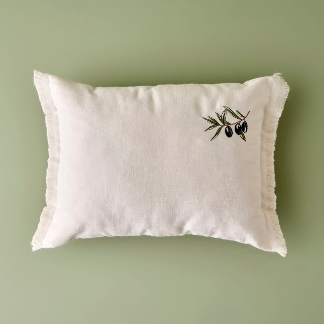 Olive Embroidered Cushion Cover