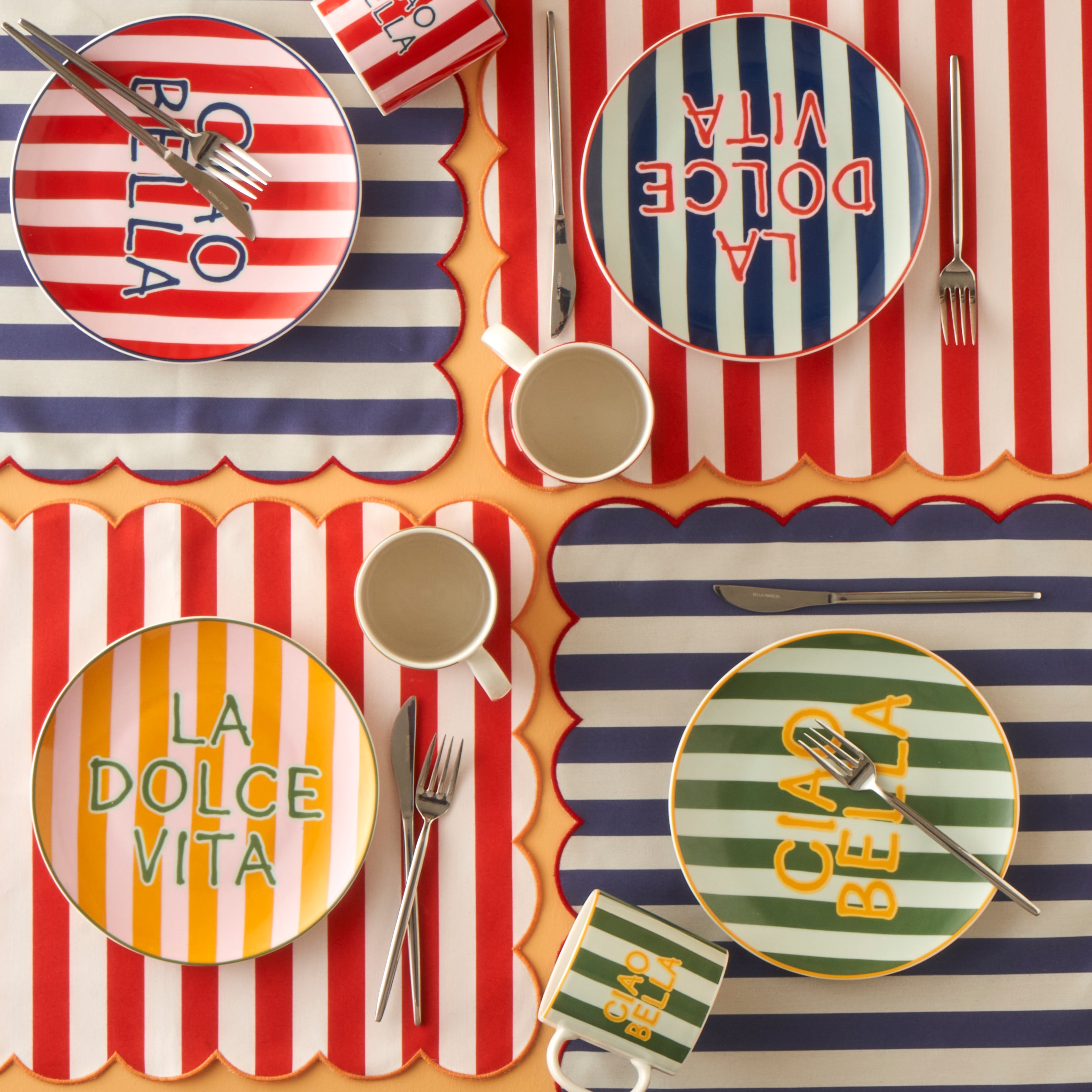 Line Porcelain Dessert Plate (Set of 4)