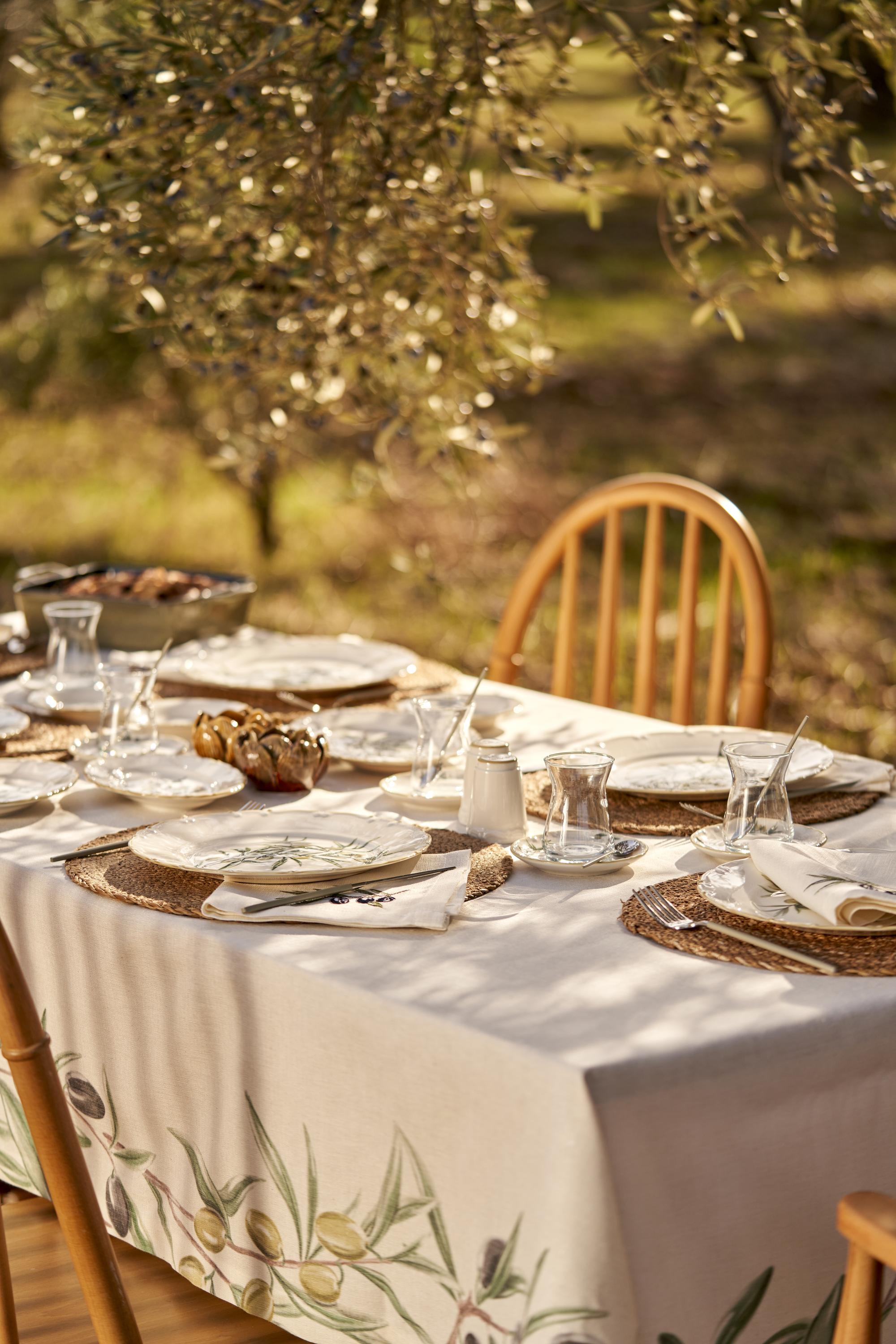 Olive Printed Tablecloth