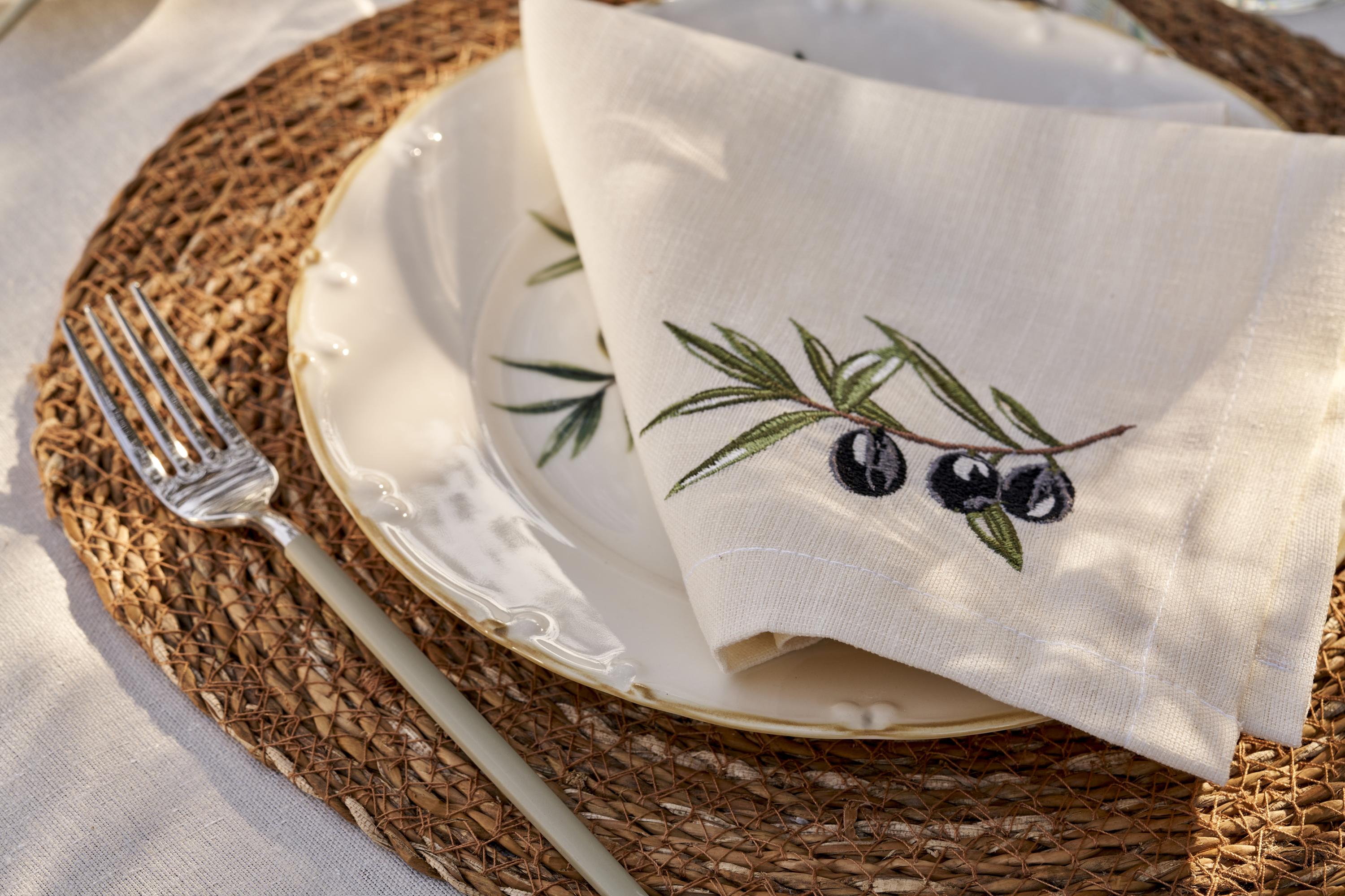 Olive Embroidered Napkin