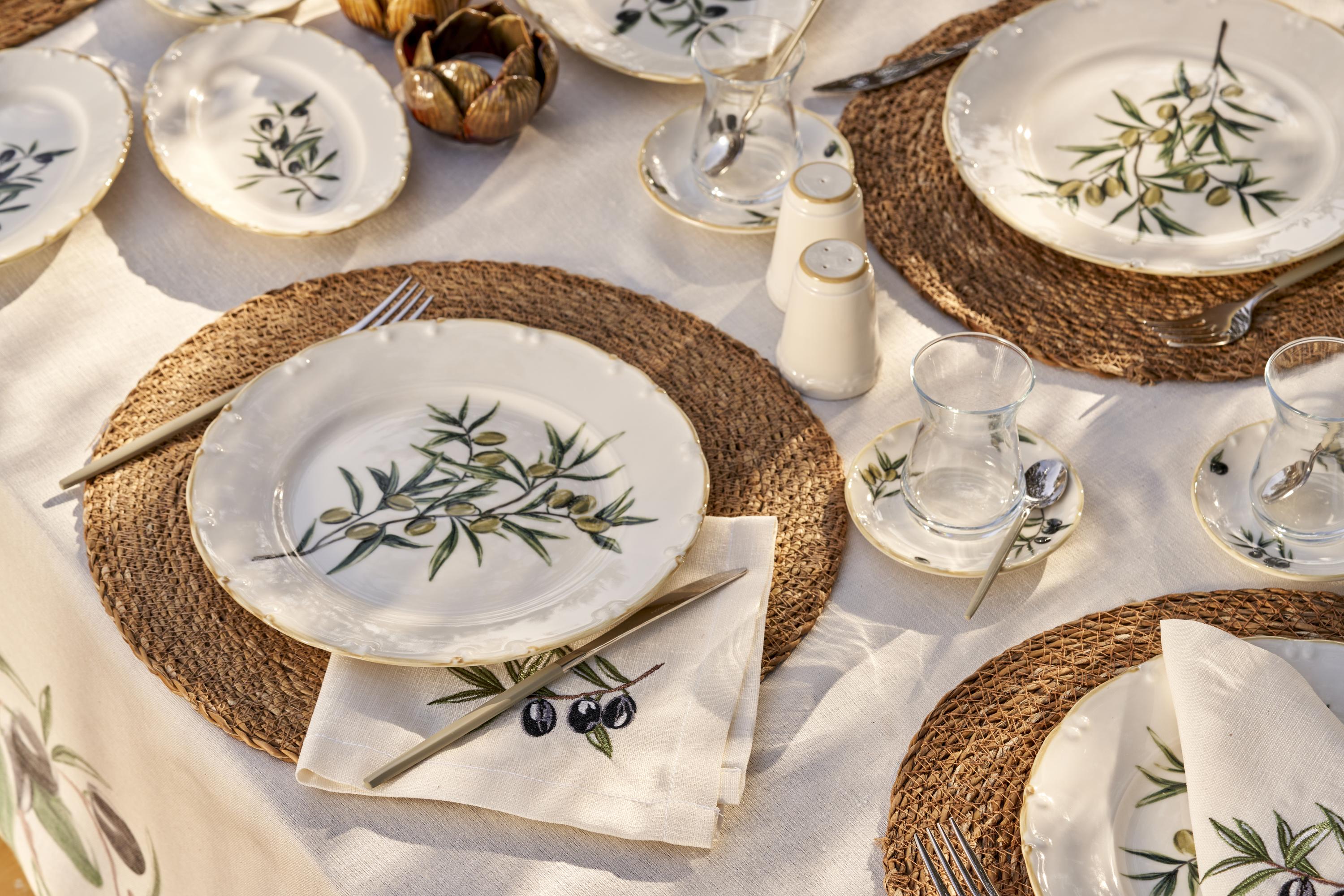 Olive Embroidered Napkin