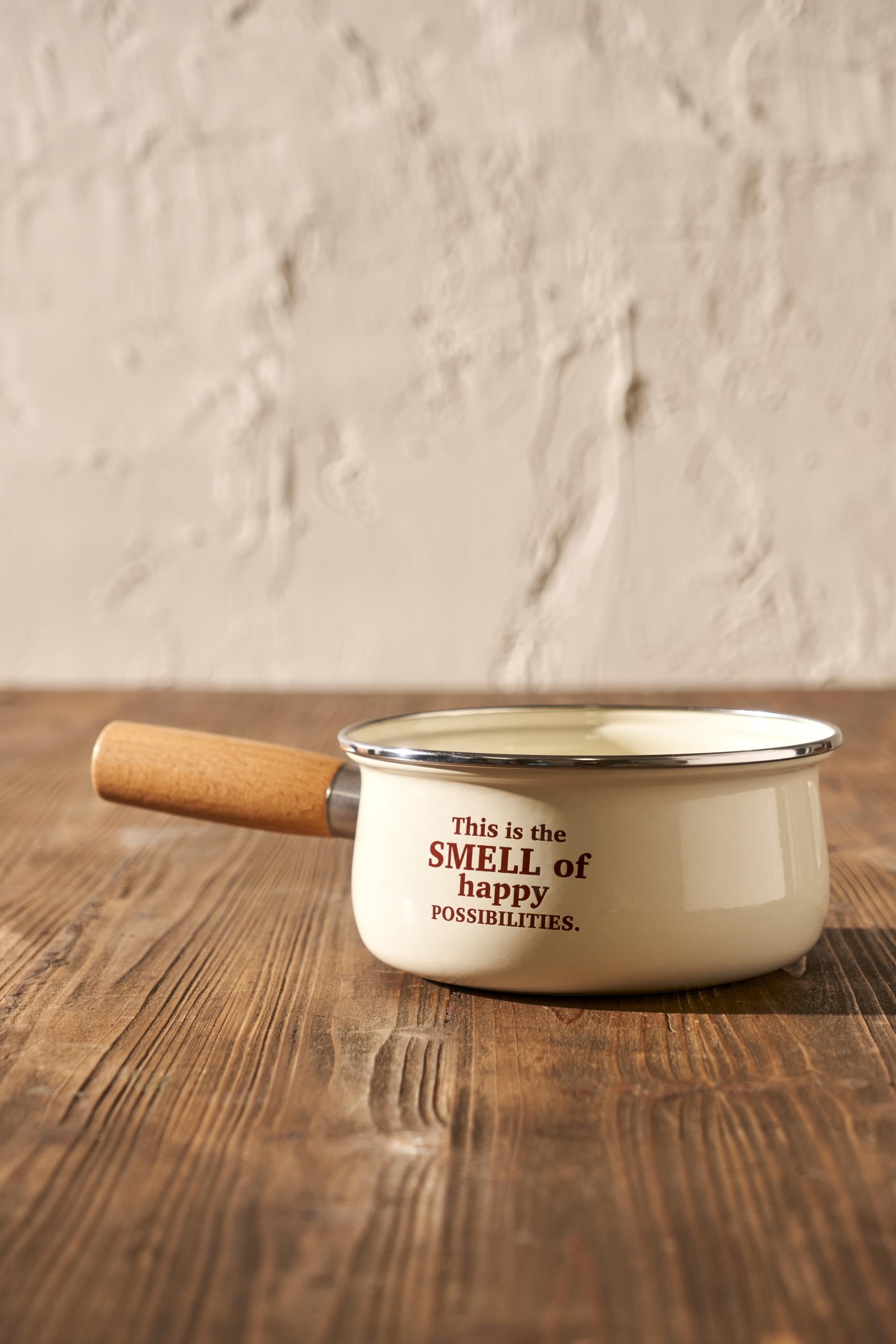 Cozy Enamel Saucepan with Wooden Handle