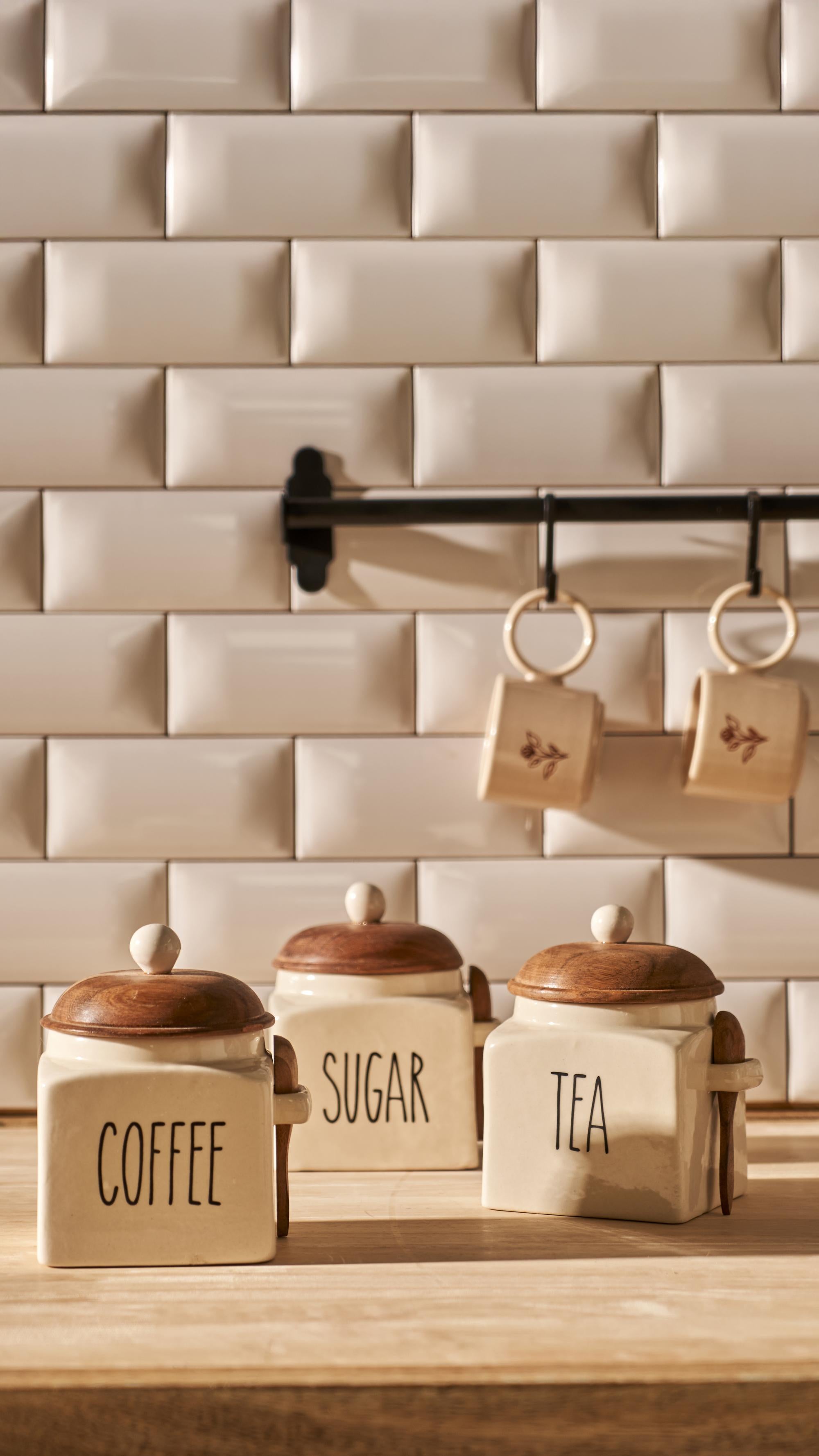 Brev Ceramic Storage Jar with Wooden Lid