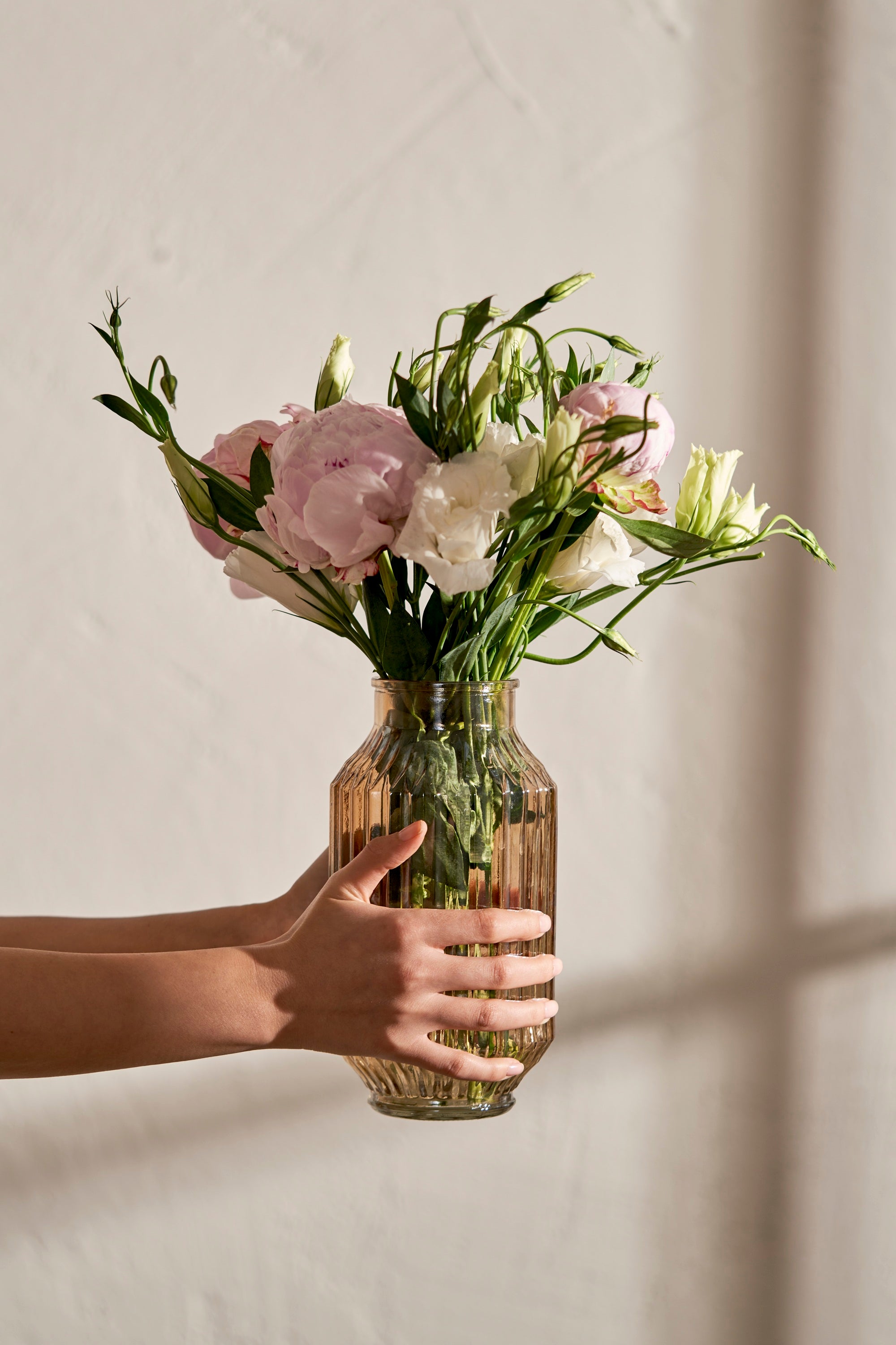 Nilda Amber Ribbed Glass Vase