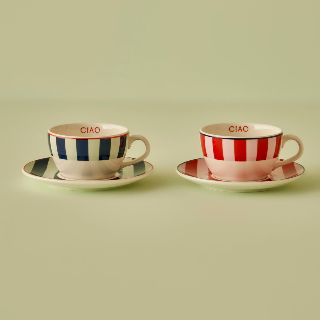Line Porcelain Tea Cup Set (2 Pieces)