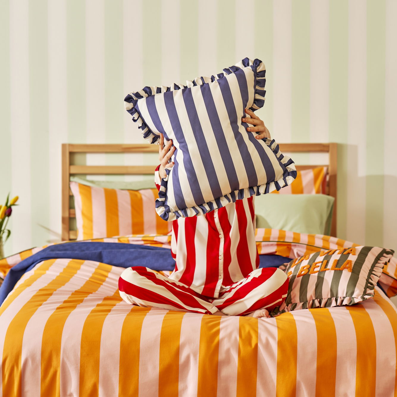 Line Striped Cotton Duvet Set