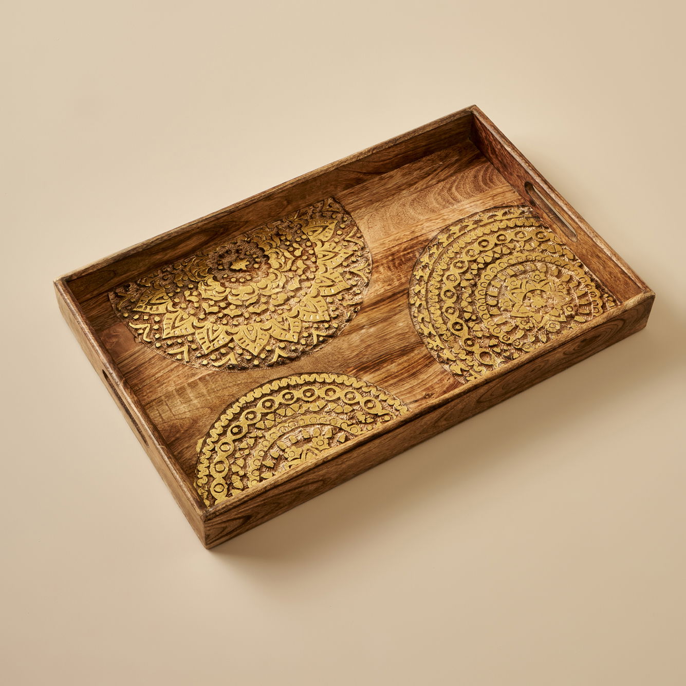 Cera Carved Mango Wood Decorative Tray