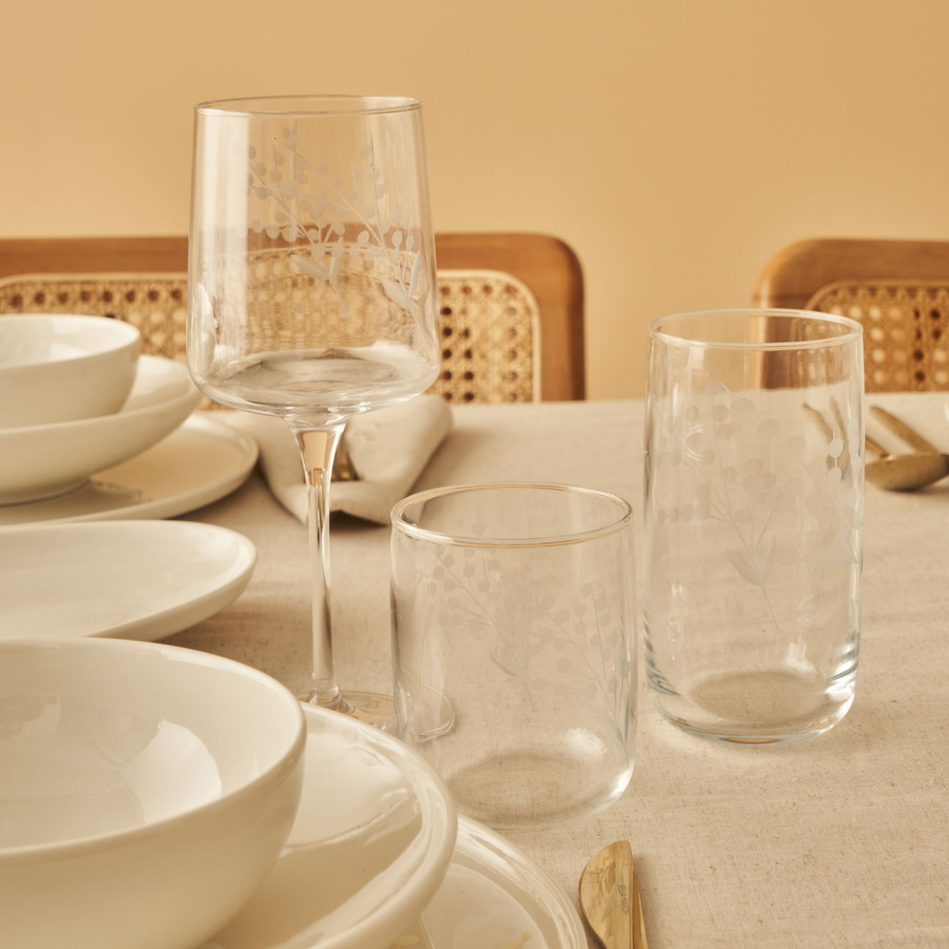 Exclusive Floral Etched Tumbler (Set of 6)
