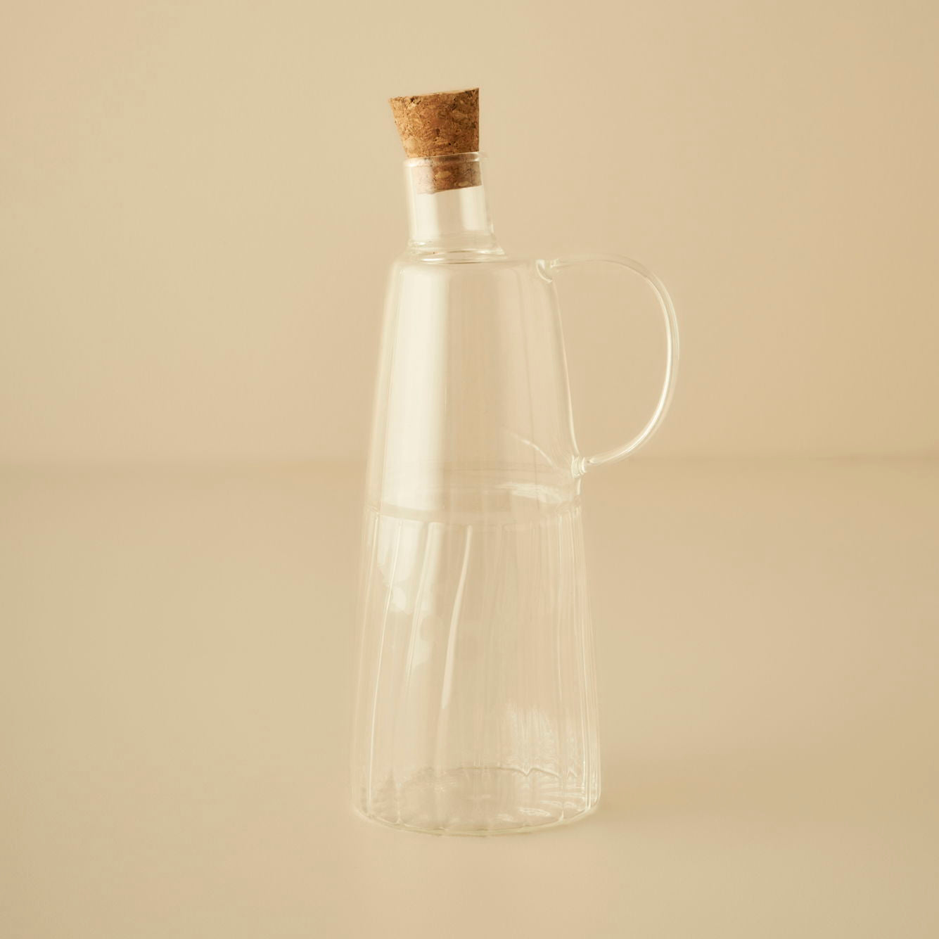 Reed Glass Oil Cruet with Cork Stopper