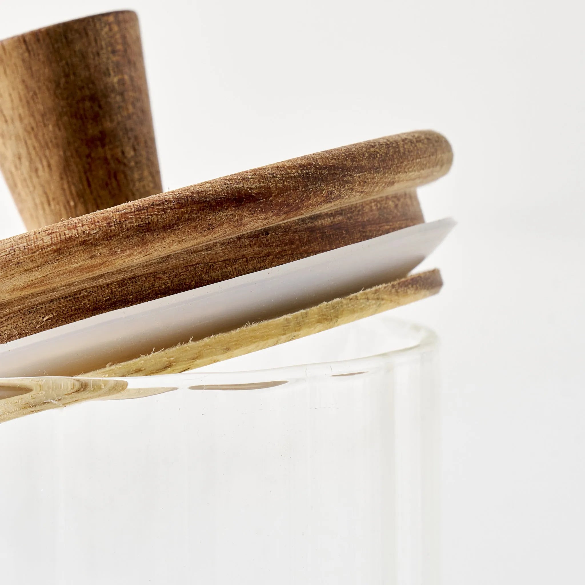 Beatrice Glass Storage Jar with Wooden Lid detail view