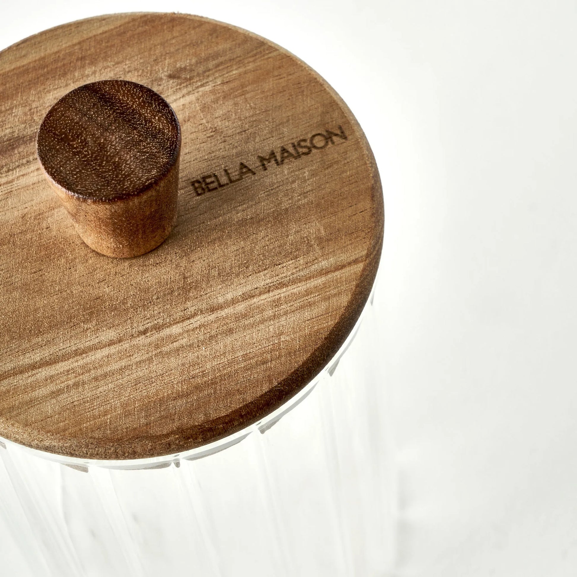 Beatrice Glass Storage Jar with Wooden Lid texture detail