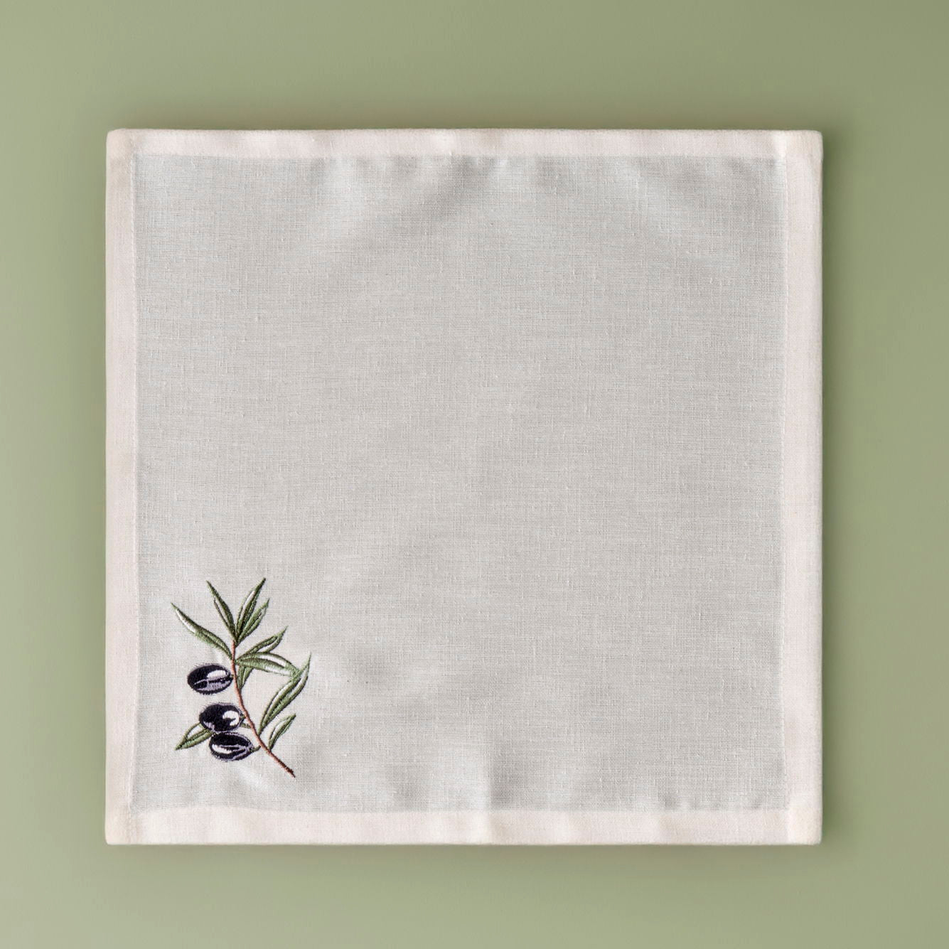 Olive Embroidered Napkin