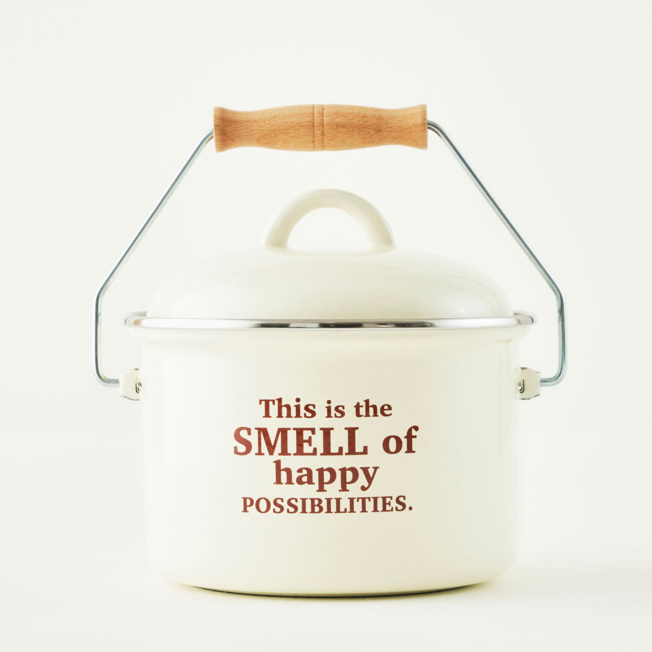 Cozy Printed Enamel Casserole Pot With Wooden Handle