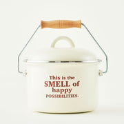 Cozy Printed Enamel Casserole Pot With Wooden Handle