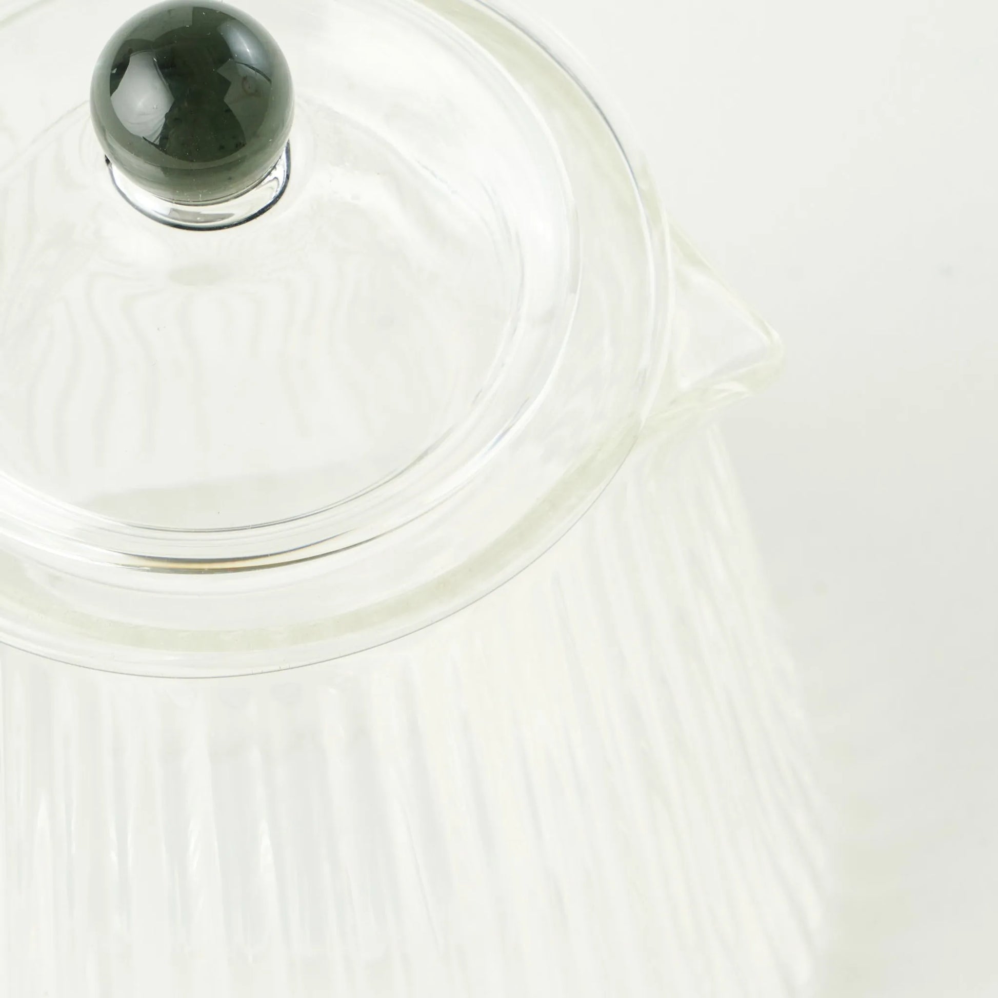 Blaze Ribbed Clear Glass Teapot detail view